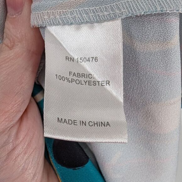 CROSBY by Mollie Burch Teal Pink Black Abstract Polka Dot Artsy Whit Dress Small - Picture 5 of 5